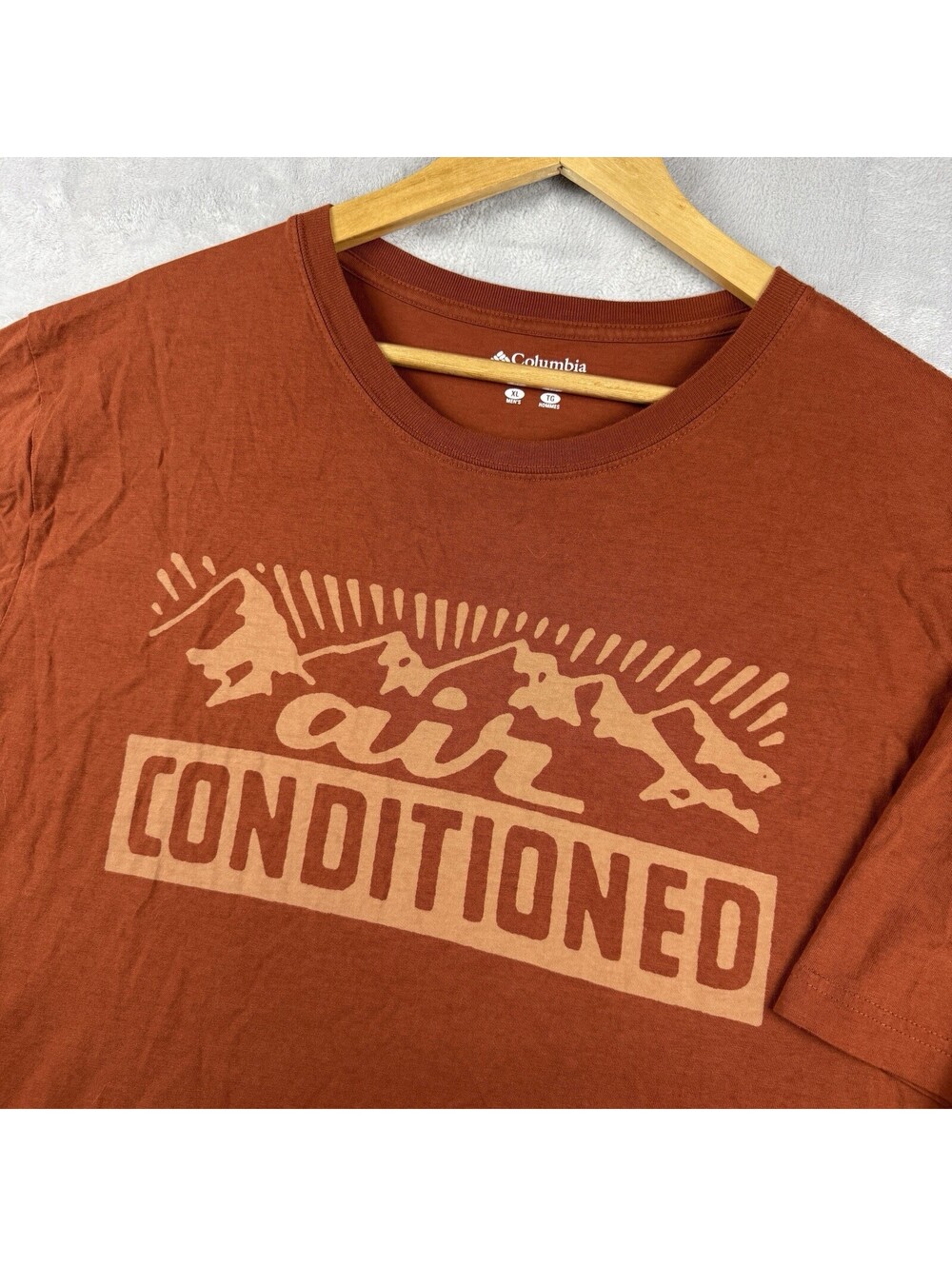 Columbia Air Conditioned Graphic T Shirt Brown Outdoor Mens XL Hiking Trail Logo